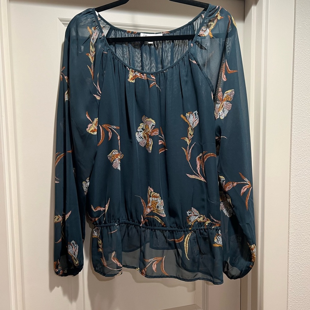 DR2 Teal Floral Sheer Blouse